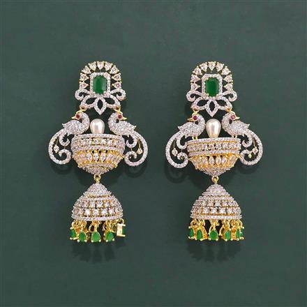 Cz Peacock Earring With 2 Tone Plating