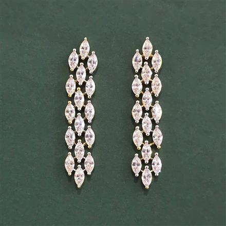 Cz Classic Earring With 2 Tone Rhodium Plating