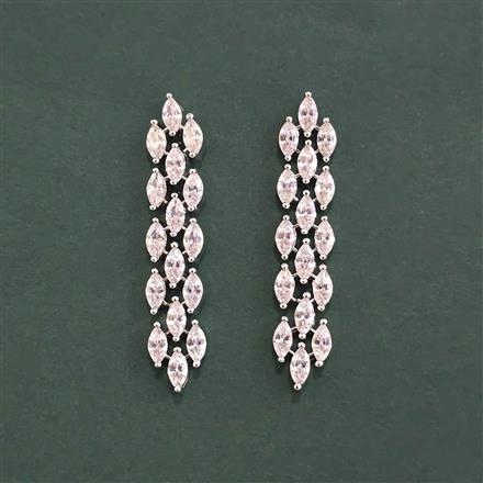 Cz Classic Earring With 2 Tone Rhodium Plating