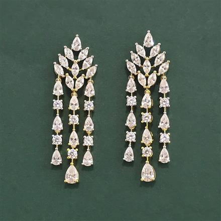 Cz Classic Earring With 2 Tone Rhodium Plating