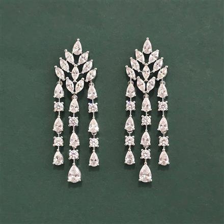 Cz Classic Earring With 2 Tone Rhodium Plating
