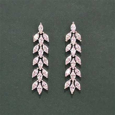 Cz Delicate Earring With 2 Tone Rhodium Plating