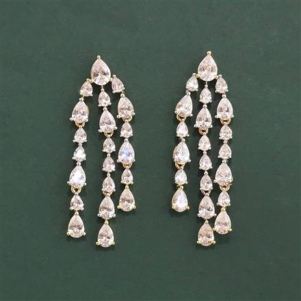 Cz Classic Earring With 2 Tone Rhodium Plating
