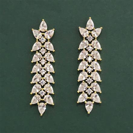 Cz Classic Earring With 2 Tone Rhodium Plating