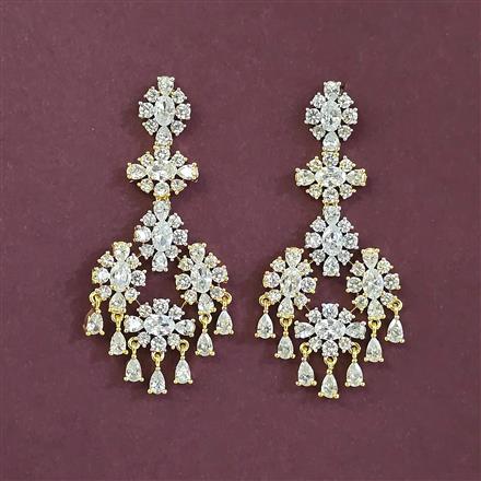 Cz Classic Earring With 2 Tone Rhodium Plating