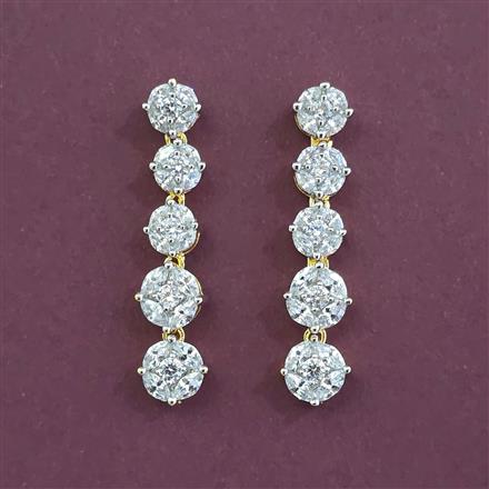 Cz Classic Earring With 2 Tone Rhodium Plating