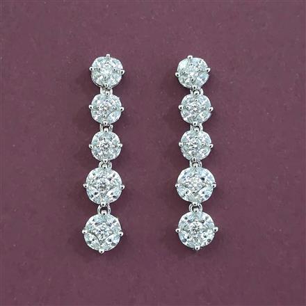 Cz Classic Earring With 2 Tone Rhodium Plating
