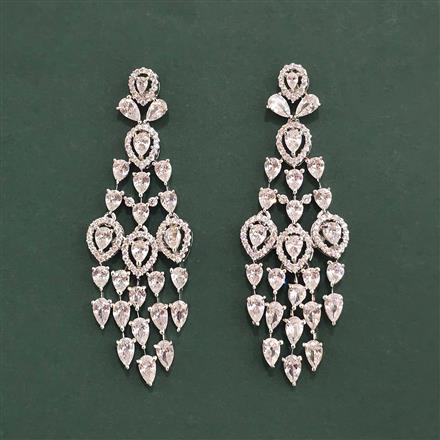 Cz Classic Earring With 2 Tone Rhodium Plating