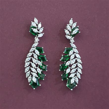Cz Classic Earring With Rhodium Plating
