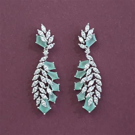 Cz Classic Earring With Rhodium Plating