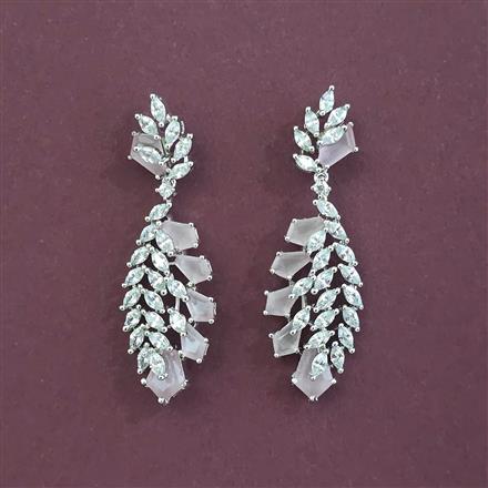 Cz Classic Earring With Rhodium Plating