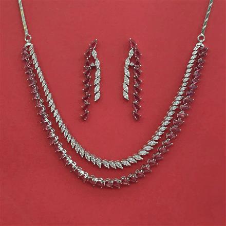 Cubic Zirconia Classic Necklace With Rhodium Plating