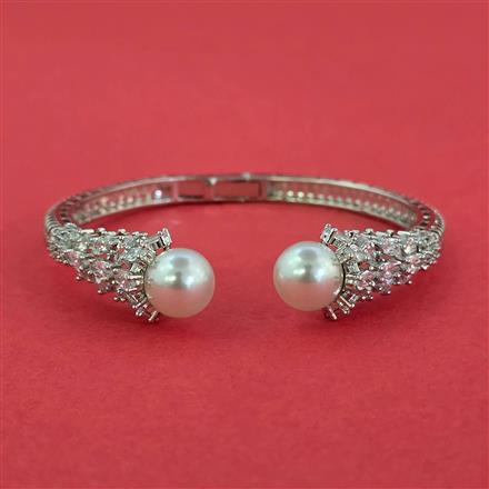 Cubic Zirconia Openable Kada With 2 Tone Rhodium Plating