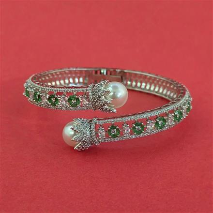 Cubic Zirconia Openable Kada With Rhodium Plating
