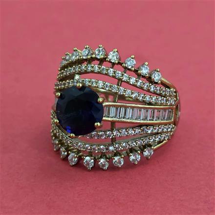 Cubic Zirconia Adjustable Ring With Mehndi Plating