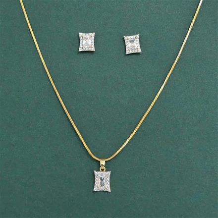 Cz Classic Pendant Set With 2 Tone Rhodium Plating