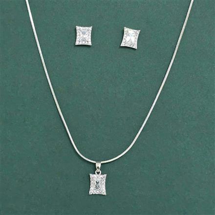 Cz Classic Pendant Set With 2 Tone Rhodium Plating