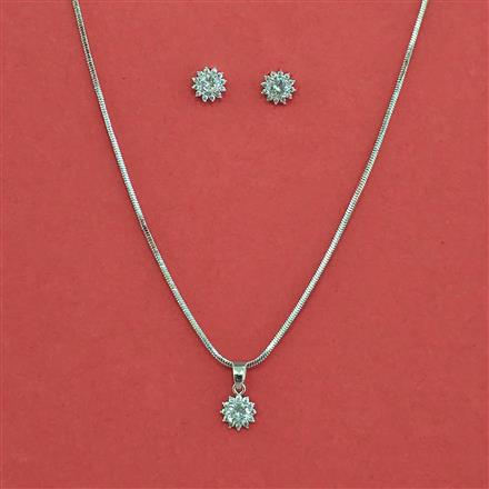 Cubic Zirconia Classic Pendant Set With 2 Tone Rhodium Plating