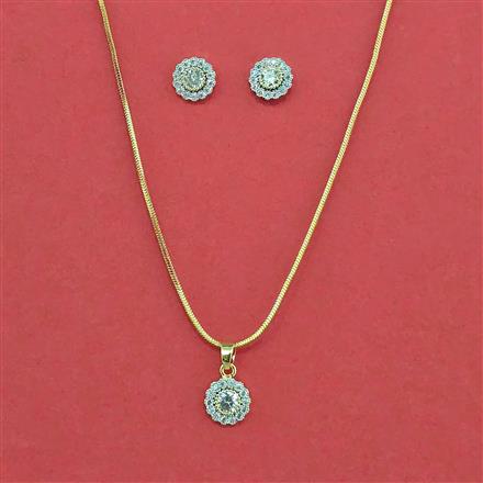 Cubic Zirconia Classic Pendant Set With 2 Tone Rhodium Plating