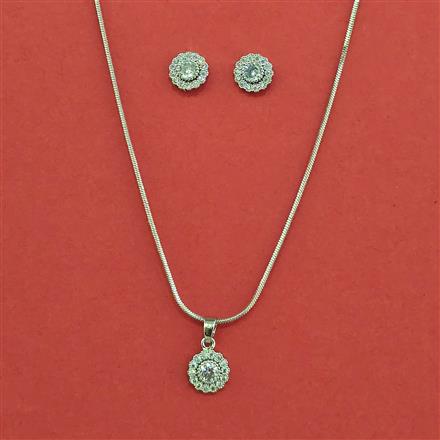 Cubic Zirconia Classic Pendant Set With 2 Tone Rhodium Plating