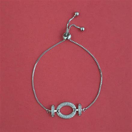 Cubic Zirconia Adjustable Bracelet With 2 Tone Rhodium Plating