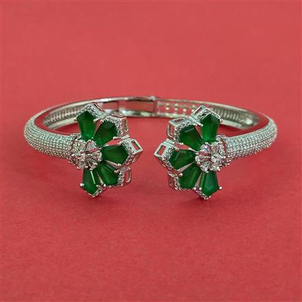 Cubic Zirconia Openable Kada With Rhodium Plating