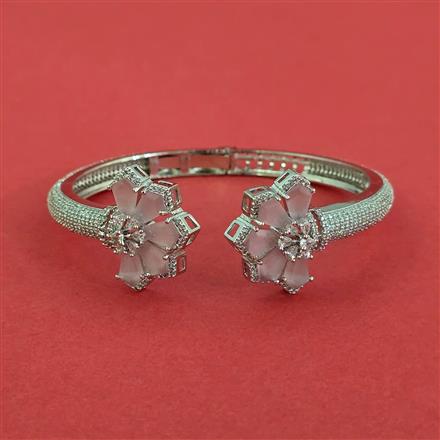 Cubic Zirconia Openable Kada With Rhodium Plating