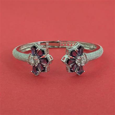 Cubic Zirconia Openable Kada With Rhodium Plating