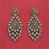Cubic Zirconia Classic Earring With Mehndi 2 Tone Rhodium Plating
