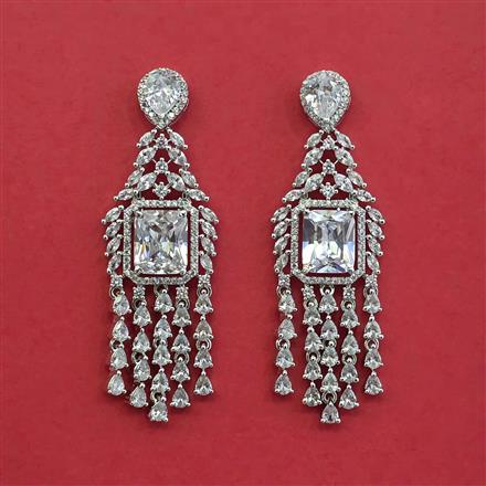 Cubic Zirconia Classic Earring With Rhodium Plating