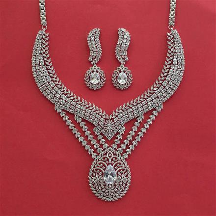 Cubic Zirconia Classic Necklace With Rhodium Plating