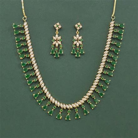 Cz Classic Necklace Set With Gold Plating