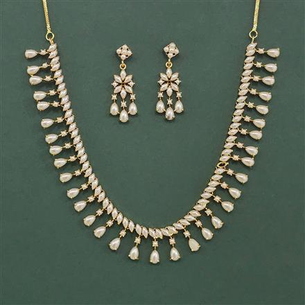 Cz Classic Necklace Set With Gold Plating