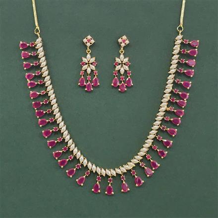 Cz Classic Necklace Set With Gold Plating