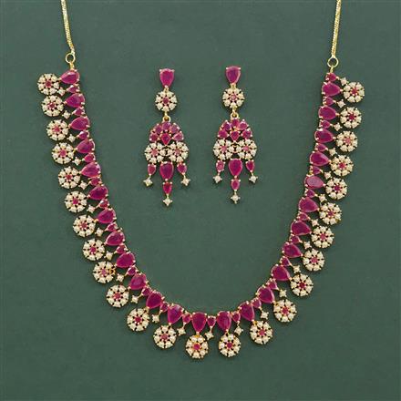 Cz Classic Necklace Set With Gold Plating