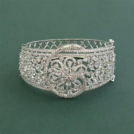 Cz Openable Kada With 2 Tone Rhodium Plating