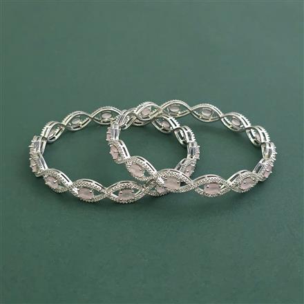 Cz Classic Bangles With Rhodium Plating