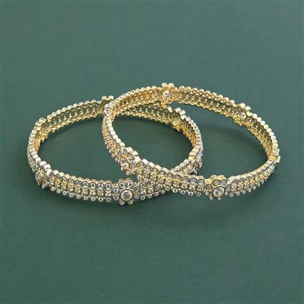 Cz Classic Bangles With 2 Tone Plating