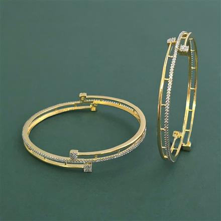 Cz Classic Bangles With 2 Tone Plating
