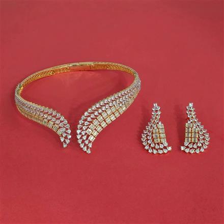 American Diamond Hasli Necklace With Rhodium Plating 2 Tone Plating Mehndi Plating