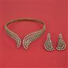 American Diamond Hasli Necklace With Rhodium Plating 2 Tone Plating Mehndi Plating