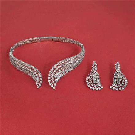Cubic Zirconia Classic Necklace With 2 Tone Rhodium Plating