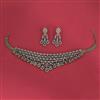 Cubic Zirconia Classic Necklace With Mehndi 2 Tone Rhodium Plating
