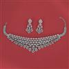 Cubic Zirconia Classic Necklace With Mehndi 2 Tone Rhodium Plating