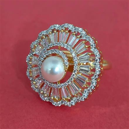 Cubic Zirconia Adjustable Ring With Carat 2 Tone Rhodium Plating