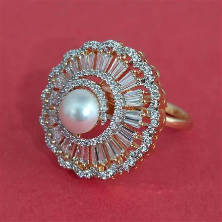 Cubic Zirconia Adjustable Ring With Carat 2 Tone Rhodium Plating