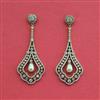 Cubic Zirconia Classic Earring With Mehndi 2 Tone Rhodium Plating