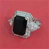 Cubic Zirconia Adjustable Ring With Rhodium Plating