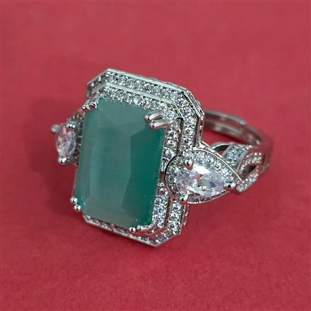 Cubic Zirconia Adjustable Ring With Rhodium Plating