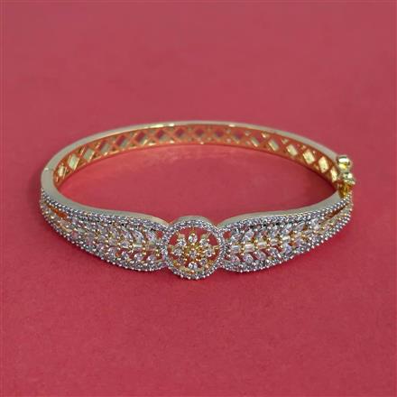 Cubic Zirconia Openable Kada With 2 Tone Rhodium Plating